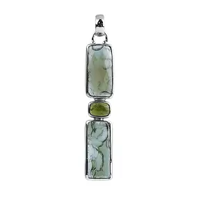 Pendant Moldavite, Tourmaline (green), 4,6cm, rhodiniert | Marco Schreier