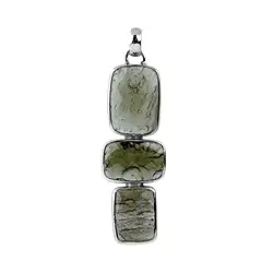 242018210261 Pendentif Moldavite Rectangles, 4,6cm, rhodié | Marco Schreier