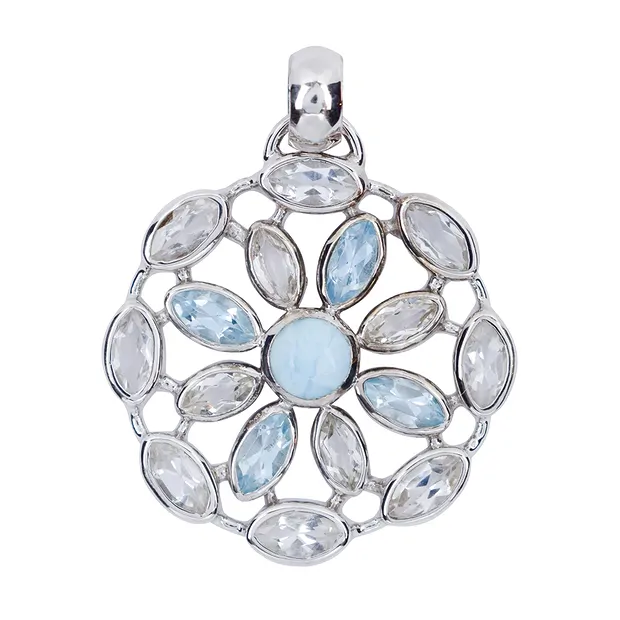 Ciondolo Topazio (blu) bianco e marquise, Larimar, 4,6 cm, rodiato | Marco Schreier