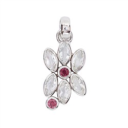 242018210276 Pendant topaz (white) marquise, pink tourmaline, 3.7 cm, rhodiniert | Marco Schreier