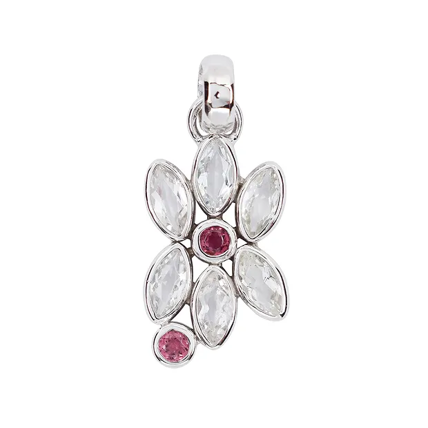 Colgante Topacio (blanco) marquesa, turmalina rosa, 3,7 cm, rodinado | Marco Schreier
