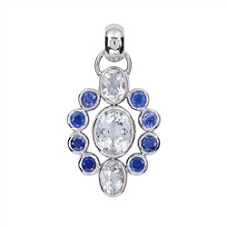 242018210277 Colgante Topacio (blanco), Cianita (azul), 4,2 cm, rodinado | Marco Schreier