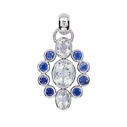 242018210277 Pendant Topaz (white), Kyanite blue, 4.2cm, rhodiniert | Marco Schreier