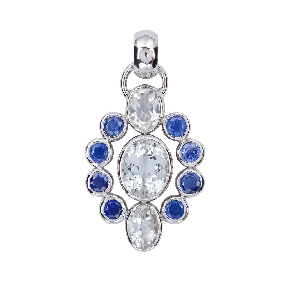 Anhänger Topas weiß, Disthen blau, 4,2cm, rhodiniert | Marco Schreier