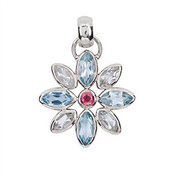 242018210278 Pendant flower topaz white and blue, 4.0 cm, rhodiniert | Marco Schreier