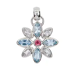 242018210278 Pendant flower topaz white and blue, 4.0 cm, rhodiniert | Marco Schreier