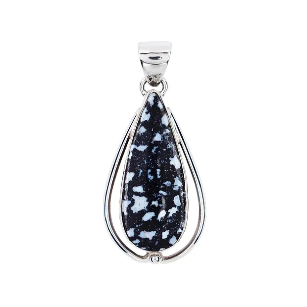 Petrified Palm Wood drop pendant, 4.4 cm, rhodiniert | Marco Schreier
