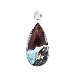 242018210327 Pendant opalized wood drop, 5.4 cm, rhodiniert | gems, healing stones & jewelry