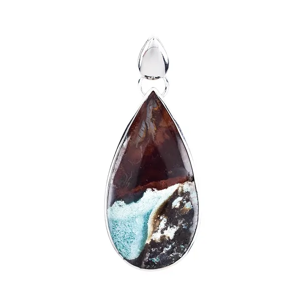 Pendant opalized wood drop, 5.4 cm, rhodiniert | gems, healing stones & jewelry