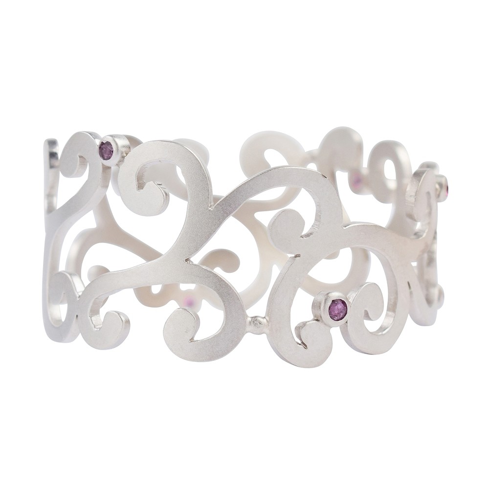 Pendant tendril, Rose Quartz, Ruby, 5.7 cm, rhodiniert | Marco Schreier