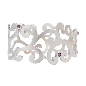 Pendant tendril, Rose Quartz, Ruby, 5.7 cm, rhodiniert | Marco Schreier