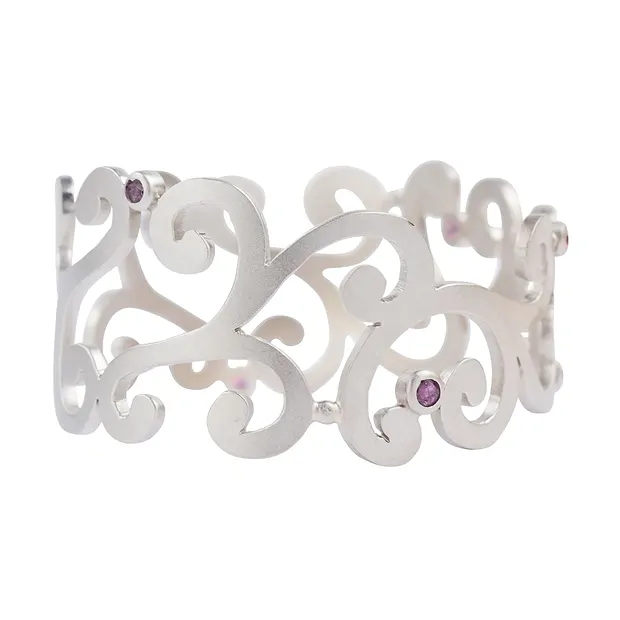 Pendant tendril, Rose Quartz, Ruby, 5.7 cm, rhodiniert | Marco Schreier