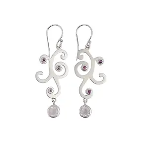 Pendant tendril, Rose Quartz, Ruby, 5.7 cm, rhodiniert | Marco Schreier