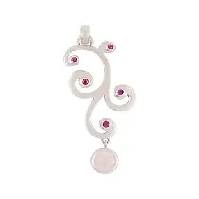Pendant tendril, Rose Quartz, Ruby, 5.7 cm, rhodiniert | Marco Schreier