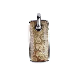 242018210333 Pendentif Corail fossilisé, rectangle (35mm), 4,4cm, rhodié | Marco Schreier