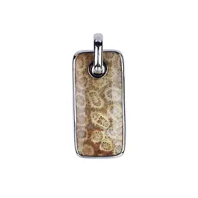 Petrified Coral pendant, rectangle (35 x 16mm), 4.4cm, rhodiniert | Marco Schreier
