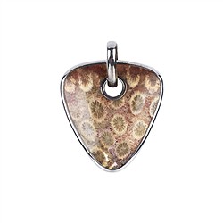 242018210334 Petrified Coral pendant, triangle (33mm), 4.0cm, rhodiniert | Marco Schreier