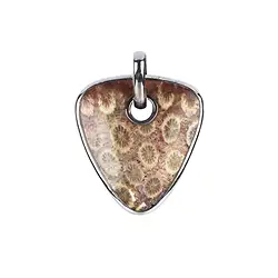 242018210334 Petrified Coral pendant, triangle (33mm), 4.0cm, rhodiniert | Marco Schreier