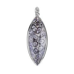 242018210337 Anhänger versteinerte Koralle (grau), Navette, 5,0cm, rhodiniert | Marco Schreier