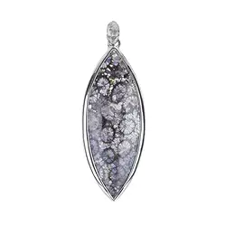 242018210337 Pendentif Corail fossilisé (gris), Navette, 5,0cm, rhodié | Marco Schreier