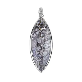 Pendentif Corail fossilisé (gris), Navette, 5,0cm, rhodié | Marco Schreier