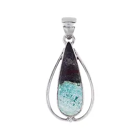 Pendentif bois opalisé avec goutte de cuivre, 4,2cm, rhodié | Marco Schreier