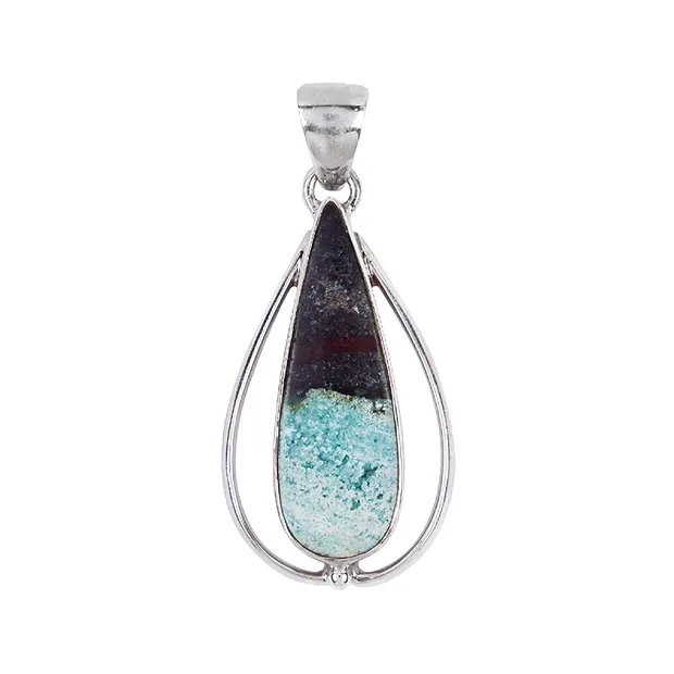 Pendentif bois opalisé avec goutte de cuivre, 4,2cm, rhodié | Marco Schreier