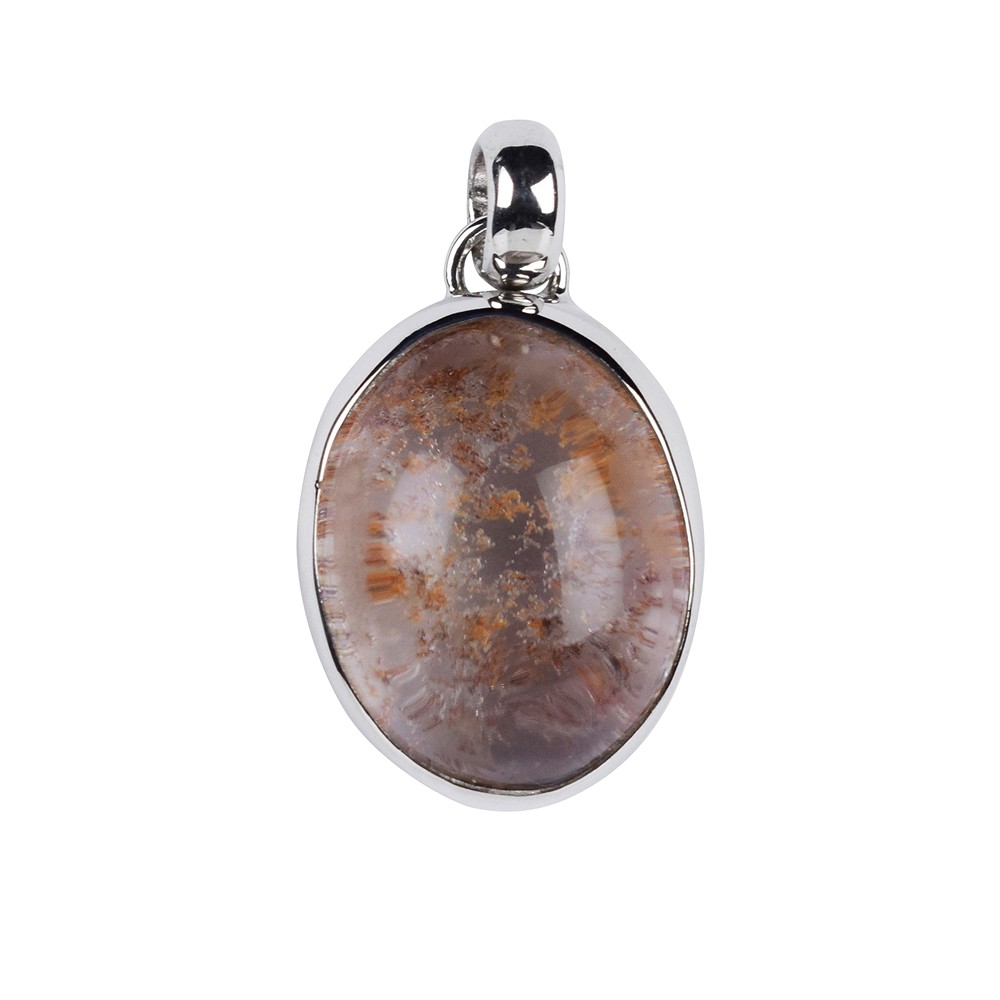 Anhänger Lodolithquarz Oval, 2,7cm, rhodiniert | Marco Schreier