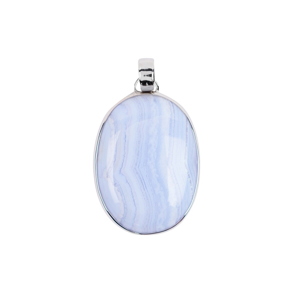 Anhänger Chalcedon blau oval, 4,0cm, rhodiniert | Marco Schreier