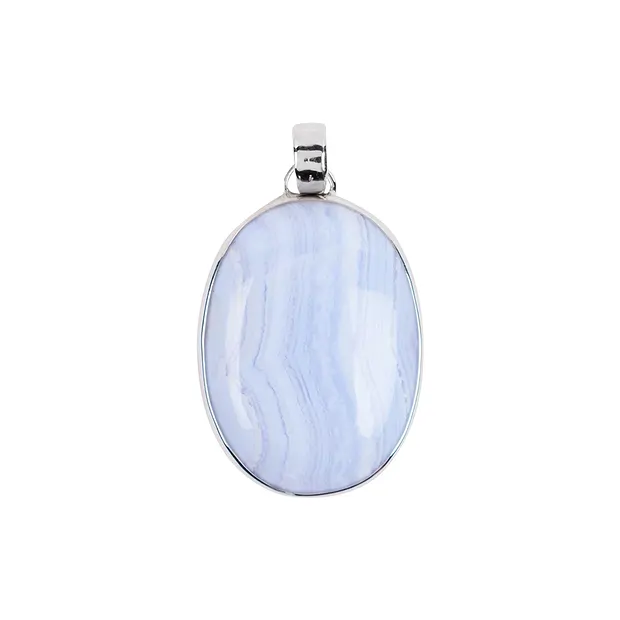 Anhänger Chalcedon blau oval, 4,0cm, rhodiniert | Marco Schreier