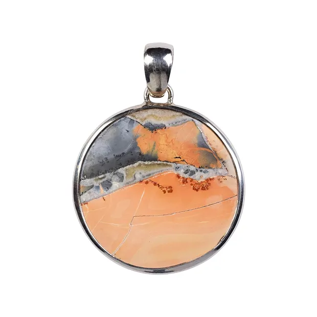Maligano jasper pendant, round, 4.2 cm, rhodiniert | Marco Schreier