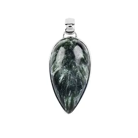 Pendant serafinite, drop (30 x 18mm), 3.9cm, rhodiniert | Marco Schreier