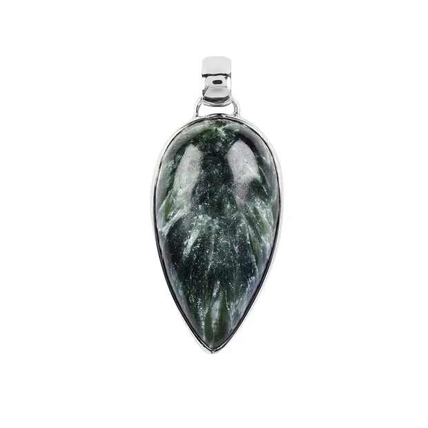 Pendant serafinite, drop (30 x 18mm), 3.9cm, rhodiniert | Marco Schreier