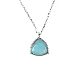 242018210402 Anhänger mit Kette Larimar Trillion/Dreieck (9 x 9mm), 1,1cm, rhodiniert | Marco Schreier