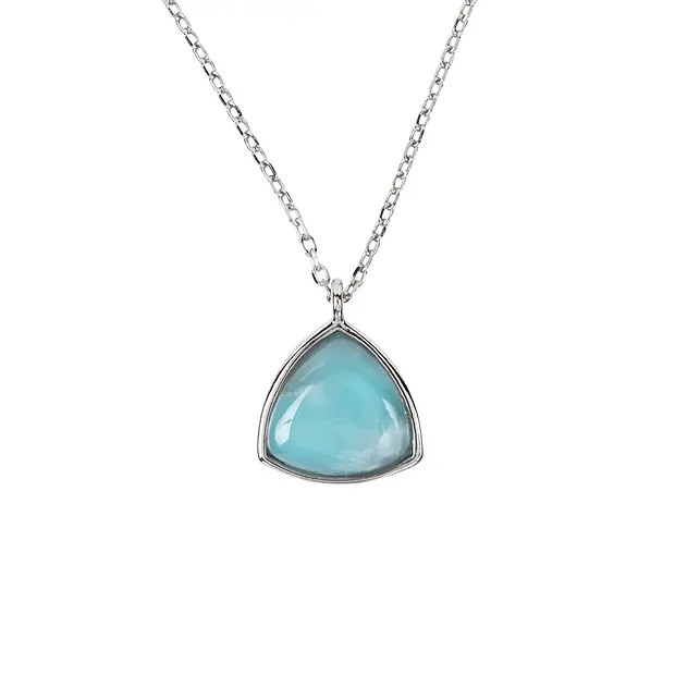 Pendant with chain Larimar trillion/triangle (9 x 9mm), 1.1cm, rhodiniert | Marco Schreier