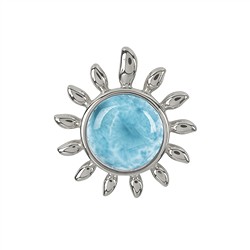 242018210448 Pendant Larimar round (10mm), sun, 2.0cm, platinum plated | Marco Schreier