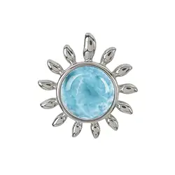 242018210448 Colgante Larimar redondo (10mm), sol, 2,0cm, platinado | Marco Schreier