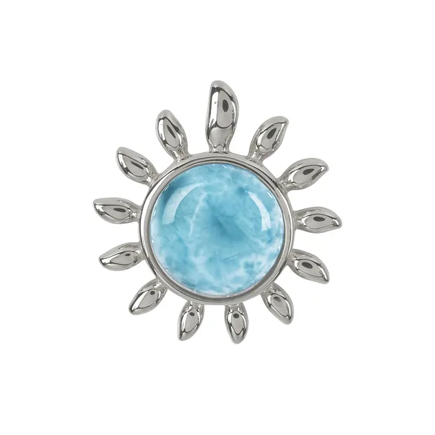 Anhänger Larimar rund (10mm), Sonne, 2,0cm, platiniert | Marco Schreier