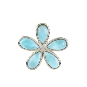 Pendentif Larimar Goutte-Fleur (8 x 4,5mm), 1,7cm, rhodié | Marco Schreier