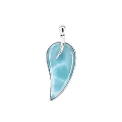 242018210491 Colgante de Larimar, gota (27 x 13mm) curva, 3,8cm, rodinado | Marco Schreier