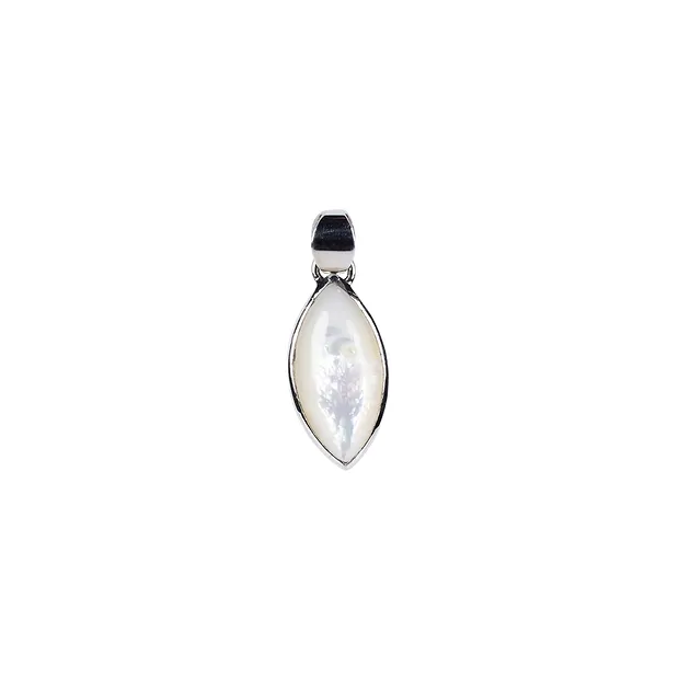 Pendentif nacre (claire) Navette, 3,5cm, rhodié | Marco Schreier