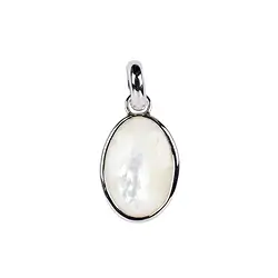 242018210523 Mother of Pearl (light) oval pendant, 2.3 cm, rhodiniert | Marco Schreier