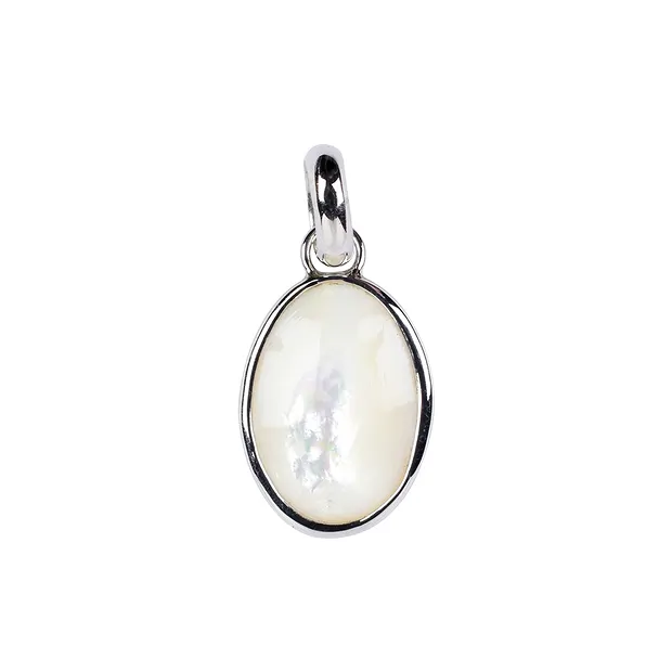 Mother of Pearl (light) oval pendant, 2.3 cm, rhodiniert | Marco Schreier