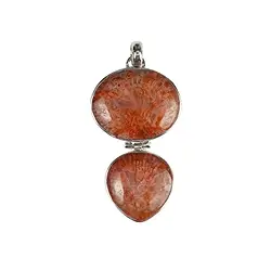 242018220101 Horn coral pendant, oval (20mm), drop (18mm), 4.8cm, rhodiniert | Marco Schreier