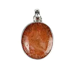 242018220107 Horn coral pendant, oval (17mm), 2.2cm, rhodiniert | Marco Schreier