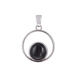 242018220205 Pendentif Hypersthène rond (10mm), 2,9cm, platiné | Marco Schreier