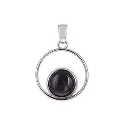 242018220205 Anhänger Hypersthen rund (10mm), 2,9cm, platiniert | Marco Schreier