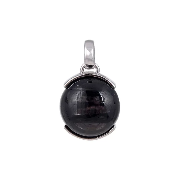 Hypersthene pendant, round (14mm), 2.1cm, rhodiniert | Marco Schreier