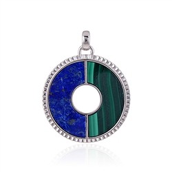 242018220370 Malachite, Lapis Lazuli pendant, semicircle (25 x 12mm), 3.6cm, rhodiniert | Marco Schreier
