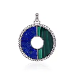 242018220370 Anhänger Malachit, Lapis Lazuli, Halbrund (25 x 12mm), 3,6cm, rhodiniert | Marco Schreier